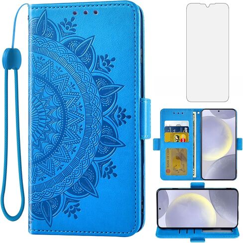 Asuwish Phone Case for Samsung Galaxy S24 Plus/S25 Plus S24+ S25+ 5G Wallet Cover Tempered Glass Screen Protector Credit Card Holder Flip Wrist Strap Stand Cell Accessories S 24 25 + Women Rose Gold in Saudi Arabia