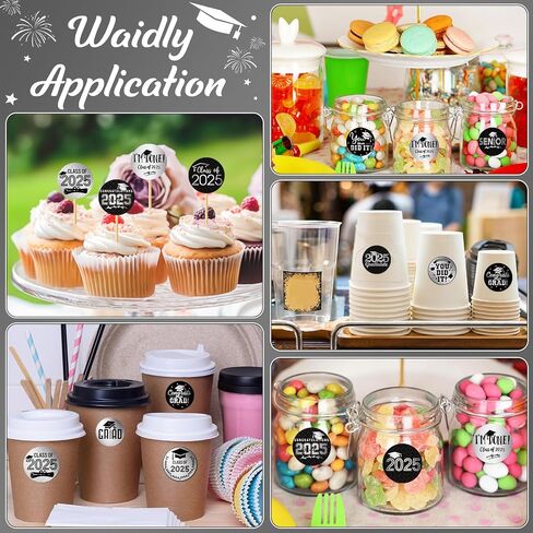 240Pcs Class of 2025 Graduation Stickers,Congrats Party Favors Chocolate Sticker Candy Labels for 2025 Senior High School College Graduation Supplies and Decorations (Black and Silver) in Kuwait