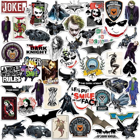 Batman The Dark Knight 50ct Vinyl Large Deluxe Stickers Variety Pack - Laptop, Water Bottle, Scrapbooking, Tablet, Skateboard, Indoor/Outdoor in Saudi Arabia