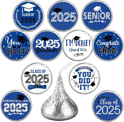 240Pcs Class of 2025 Graduation Stickers,Congrats Party Favors Chocolate Sticker Candy Labels for 2025 Senior High School College Graduation Supplies and Decorations (Black and Silver) in Kuwait