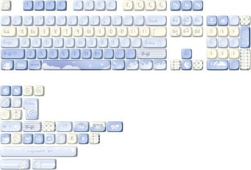 Yunzii 132 Keys MOA Keycaps ، Dye-Subsion PBT Custom keycap set for moa profile ، bear bear conduction keycaps for mx switches mechanical gaming keyboard (purple) in Kuwait