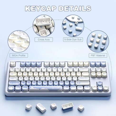 Yunzii 132 Keys MOA Keycaps ، Dye-Subsion PBT Custom keycap set for moa profile ، bear bear conduction keycaps for mx switches mechanical gaming keyboard (purple) in Kuwait