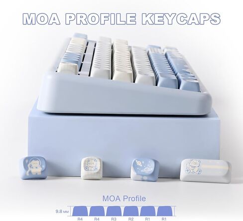 Yunzii 132 Keys MOA Keycaps ، Dye-Subsion PBT Custom keycap set for moa profile ، bear bear conduction keycaps for mx switches mechanical gaming keyboard (purple) in Kuwait