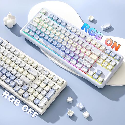Yunzii 132 Keys MOA Keycaps ، Dye-Subsion PBT Custom keycap set for moa profile ، bear bear conduction keycaps for mx switches mechanical gaming keyboard (purple) in Kuwait