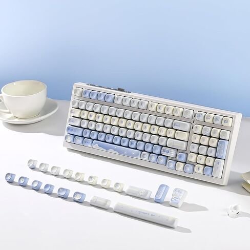 Yunzii 132 Keys MOA Keycaps ، Dye-Subsion PBT Custom keycap set for moa profile ، bear bear conduction keycaps for mx switches mechanical gaming keyboard (purple) in Kuwait