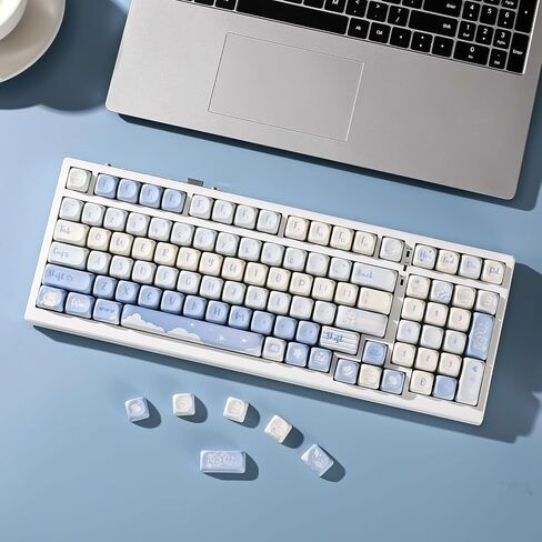 Yunzii 132 Keys MOA Keycaps ، Dye-Subsion PBT Custom keycap set for moa profile ، bear bear conduction keycaps for mx switches mechanical gaming keyboard (purple) in Kuwait