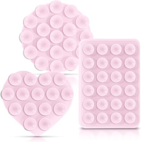 Silicone Suction Phone Case Mount Sticky Grip Holder for Selfies & Videos, iPhone & Android Compatible, Durable, Hands-Free, Adhesive Silicone Phone Suction Mount - Pink in Saudi Arabia