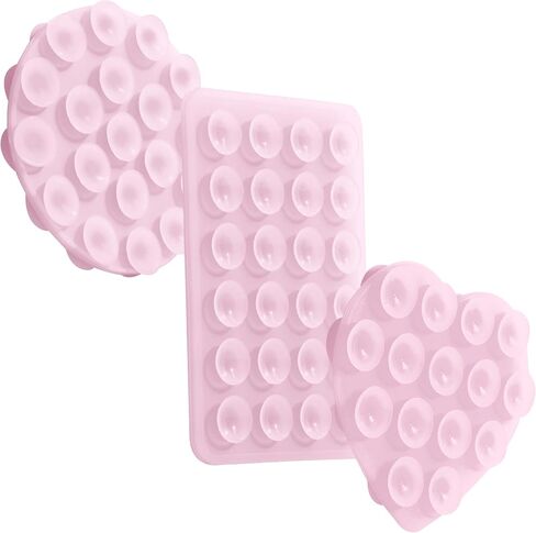 Silicone Suction Phone Case Mount Sticky Grip Holder for Selfies & Videos, iPhone & Android Compatible, Durable, Hands-Free, Adhesive Silicone Phone Suction Mount - Pink in Saudi Arabia