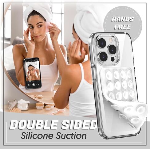 Silicone Suction Phone Case Mount Sticky Grip Holder for Selfies & Videos, iPhone & Android Compatible, Durable, Hands-Free, Adhesive Silicone Phone Suction Mount - Pink in Saudi Arabia