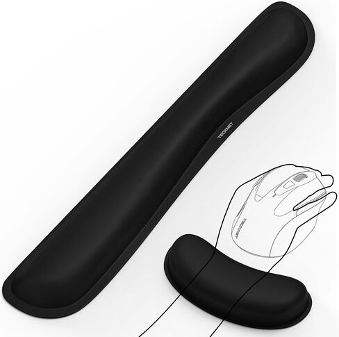 TECKNET Keyboard Wrist Rest, Gel Memory Foam Wrist Rest, Waterproof Wrist Rest Pad, Wrist Rest for Computer Keyboard Support for Typing Pain Relief, Comfort for Office, Gaming, Computer, Black in Saudi Arabia