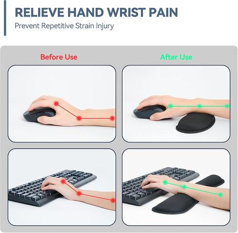 TECKNET Keyboard Wrist Rest, Gel Memory Foam Wrist Rest, Waterproof Wrist Rest Pad, Wrist Rest for Computer Keyboard Support for Typing Pain Relief, Comfort for Office, Gaming, Computer, Black in Saudi Arabia