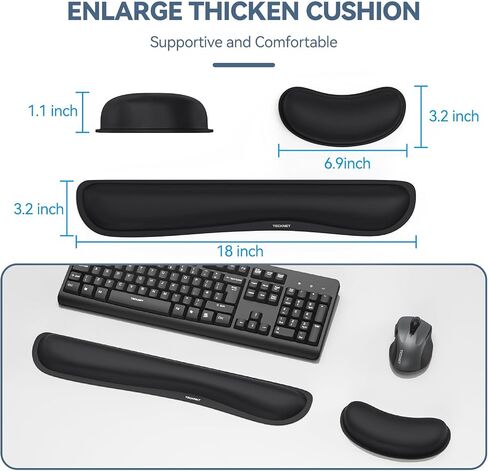 TECKNET Keyboard Wrist Rest, Gel Memory Foam Wrist Rest, Waterproof Wrist Rest Pad, Wrist Rest for Computer Keyboard Support for Typing Pain Relief, Comfort for Office, Gaming, Computer, Black in Saudi Arabia