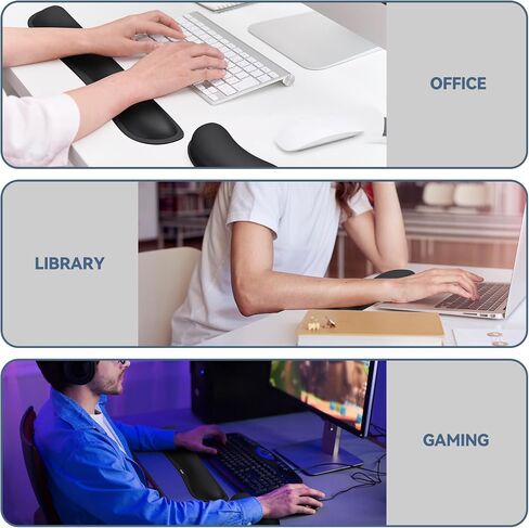 TECKNET Keyboard Wrist Rest, Gel Memory Foam Wrist Rest, Waterproof Wrist Rest Pad, Wrist Rest for Computer Keyboard Support for Typing Pain Relief, Comfort for Office, Gaming, Computer, Black in Saudi Arabia