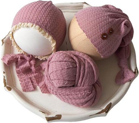 Zeroest Stretch Newborn Photography Wraps for Baby Boys & Girls, Newborn Baby Photo Photoshoot Posing Wrap Hat Bonnet 3Pcs in Saudi Arabia