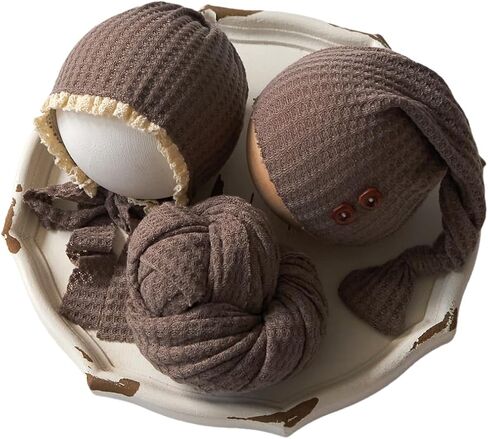Zeroest Stretch Newborn Photography Wraps for Baby Boys & Girls, Newborn Baby Photo Photoshoot Posing Wrap Hat Bonnet 3Pcs in Saudi Arabia