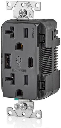 Leviton Type A & Type-C USB in-Wall Charger with 20A Tamper-Resistant Outlet, USB Charger for Smartphones and Tablets. Not for Laptops, T5633-W, White in Saudi Arabia