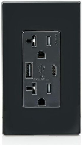 Leviton Type A & Type-C USB in-Wall Charger with 20A Tamper-Resistant Outlet, USB Charger for Smartphones and Tablets. Not for Laptops, T5633-W, White in Saudi Arabia