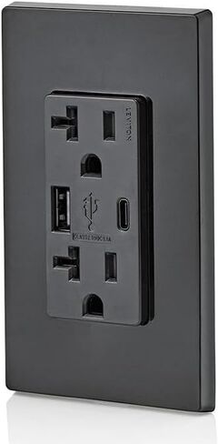 Leviton Type A & Type-C USB in-Wall Charger with 20A Tamper-Resistant Outlet, USB Charger for Smartphones and Tablets. Not for Laptops, T5633-W, White in Saudi Arabia