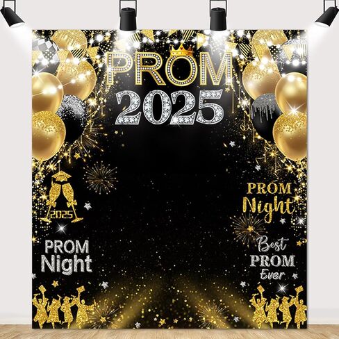 Mehofond Prom 2025 Backdrop for Photoshoot Black Gold Treguation تهانينا in Kuwait