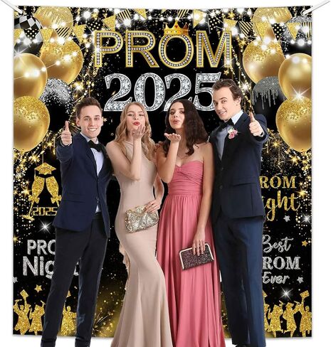 Mehofond Prom 2025 Backdrop for Photoshoot Black Gold Treguation تهانينا in Kuwait
