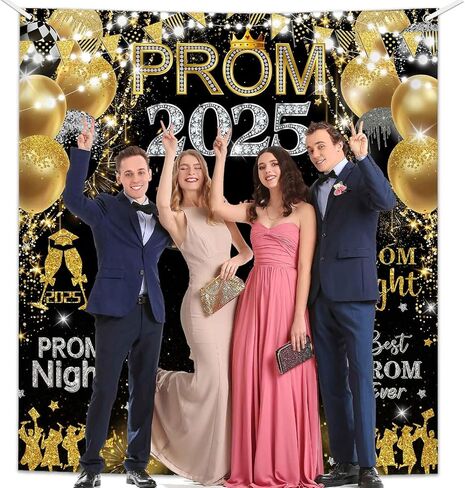 Mehofond Prom 2025 Backdrop for Photoshoot Black Gold Treguation تهانينا in Kuwait