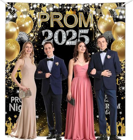 Mehofond Prom 2025 Backdrop for Photoshoot Black Gold Treguation تهانينا in Kuwait