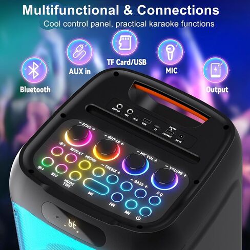 Karaoke Machine, 33" Big Bluetooth Party Speaker with 500W Peak Power, Wireless DJ PA Speaker with Subwoofers, Disco Lights & 2 Karaoke Microphones for Outdoor Home Party, Support USB/AUX/REC/TWS in Saudi Arabia