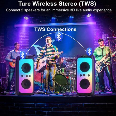 Karaoke Machine, 33" Big Bluetooth Party Speaker with 500W Peak Power, Wireless DJ PA Speaker with Subwoofers, Disco Lights & 2 Karaoke Microphones for Outdoor Home Party, Support USB/AUX/REC/TWS in Saudi Arabia