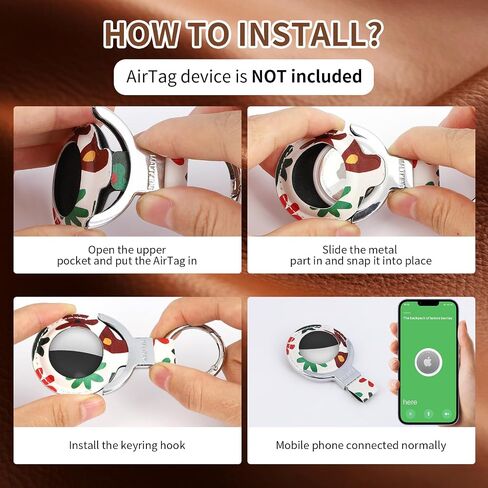 سلسلة مفاتيح الهواء من الجلد الأصلي متوافق مع حامل Apple Airtag ، علبة علامة الهواء مع كريم مفاتيح Airtag White (ثقب) in Kuwait