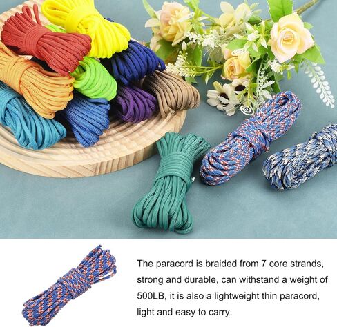 550 Paracord Rope 10ft, 4mm Thin Paracord Nylon Cord 7-Strand Core [for Tent Camping Outdoor Gear] - Black Brown in Saudi Arabia