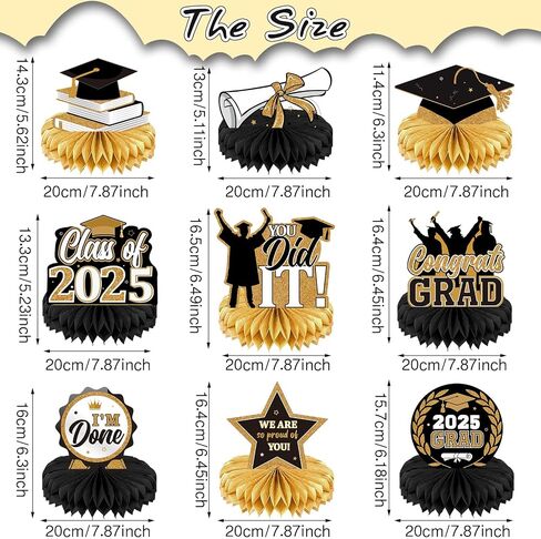 Yisong 9 Pieces 2024 Graduation Party Table Decorations Class of 2024 Congrats Graduation Centerpieces for Tables Congratulate Honeycomb Centerpiece Table Topper for Grad Party Favor(Blue) in Kuwait