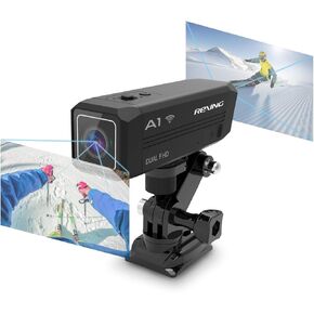 REXING A1 Two Way 2.7K Action Camera Front & Back 1080p@30fps w/WiFi/Wide Angle/Wrist Remote Control/Waterproof Extreme Sports Camcorder for Motorcycles/Bicycle/Sport Bike/Hiking/Cars