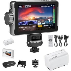 VILTROX DC-550Pro 5.5 Inch Touch Screen Camera Field Monitor with 2 Packs NP-F750 Monitor Battery