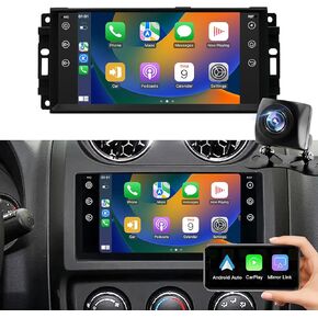 Upgrade Android Car Radio for Jeep Wrangler JK 2007-2018, Compass Patriot Dodge RAM 1500/2500 2009-2012, Touch Screen Car Stereo, Wirelss Carplay Android Auto, GPS Navigator, WiFi, FM, Backup Camera