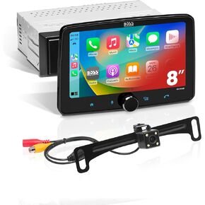 BOSS Audio Systems Car Stereo System - Apple CarPlay, Android Autio, 8 Inch Single Din Head Unit, Touchscreen, Bluetooth Radio Receiver + Backup Camera