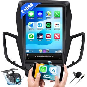 [2+64G] Android 13 Car Stereo for Ford Fiesta 2009-2016 with Wireless Carplay&Android Auto,9.7 Inch Touch Screen Car Radio with Mirror Link GPS WiFi Bluetooth FM/RDS SWC EQ+Backup Camera