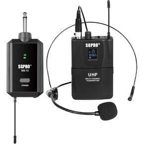 SG-13B Head-Worn Microphone Set: Multi-Purpose Wireless Head-Worn Microphone Set - Compact Receiver with Mute Function & Battery Indicator for Singing & Speaking