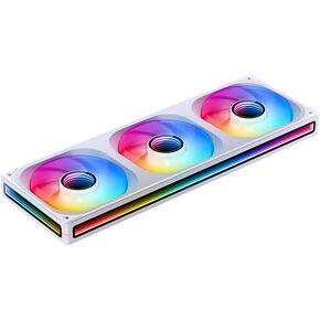 JONSBO ZB-360WR (Reverse) PC Case Fan, Reverse Blade Silent Computer Fan with Axis & 4-Sides Infinity Mirror, All-in-One, Single Frame Unit with 3x120mm ARGB Fans, PWM 2400RPM, 28MM Thick,White