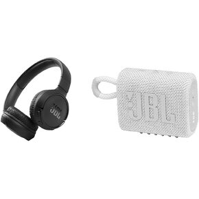 JBL Tune 510BT: Wireless On-Ear Headphones with Purebass Sound - Black & Go 3: Portable Speaker with Bluetooth, Built-in Battery, Waterproof and Dustproof Feature