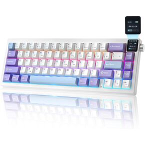 AJAZZ AK650 Wireless Mechanical Keyboard with Smart Display & Knob, BT/2.4G/USB-C, Hot Swappable 65% Mechanical Keyboard with PBT Keycaps, RGB Light for Win & Mac(Black,Flying Fish Switch)