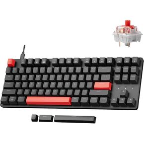 X1 Wired Mechanical Keyboard, QMK Programmable TKL Layout with Pre-Lubed Linear Switch, North-Facing Red Backlit NKRO Compatible with Windows
