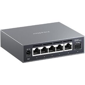 6-Port 2.5G Web Managed Ethernet Switch, VLAN/QoS/STP/IGMP/LACP Supported, Fanless Easy Smart 2.5Gb Network Switch, Aluminum Housing, Desktop/Wall-Mount