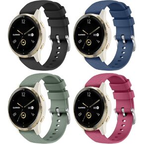 4 Pack 18mm Silicone Bands for Garmin Venu 3S / Vivoactive 4S / Venu 2S / Vivomove 3S, Soft Sport Replacement Straps for Garmin Forerunner 255S / 265S Smartwatch