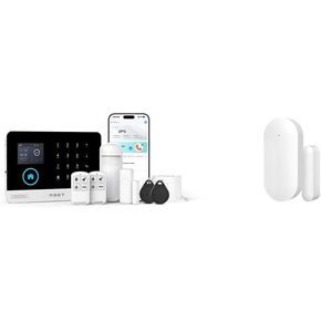 Home Security System and Entry Sensors- Alarm 9-Piece Kit Compatible with Alexa Tuey and Smart Life (No Contract)