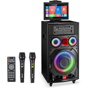 Karaoke Machine with Lyrics Display for Adults 14.1" Touch Tablet Screen, Portable Karaoke Speaker PA System with 2 UHF Wireless Microphones, DJ Lights, WiFi, HDMI for Home TV Outdoor Party