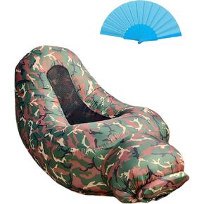 Reclining Camping Inflatable Chair – Folding Lounger for Outdoor, Beach, Travel – No Pump Needed, Inflates with Fan – Lightweight, Breathable Mesh, Supports 440 lbs – Includes Bag & Repair Kit