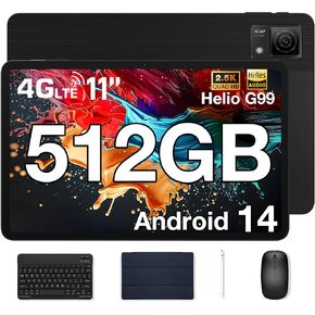 DOOGEE T40 VIP Android Tablet with Keyboard,20GB+512GB/2TB Expand,11 inch Tablet Helio G99 Octa-core,Android 14 IPS 1600x2560 Display,4G LTE Cellular