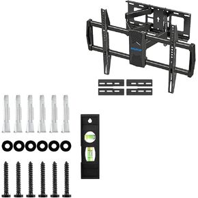 MOUNTUP TV Wall Mount Full Motion & TV Mounting Lag Bolt Kit Bundle