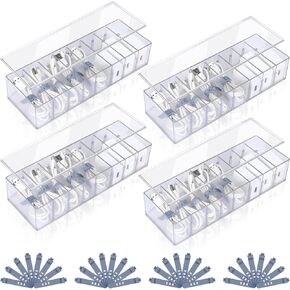 4 PCS Cord Organizer Box مع صندوق إدارة الكابلات 32 سلك مع منظم الشاحن الغطاء مربع منظم الكابل البلاستيكي الشفاف مع 8 منظم إلكترونيات مقسم قابلة للإزالة لمكتب مكتب المنزل
