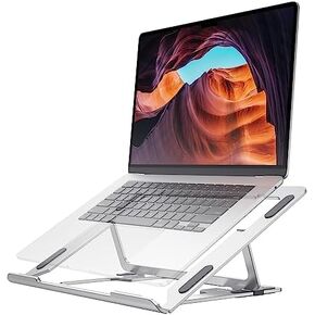 Adjustable Laptop Stand, Ergonomic Aluminum Portable Computer Riser, Silver